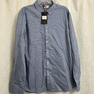 NWT Five Four Men’s Belshire Long Sleeve Shirt Blue White Checkered Size 2XL